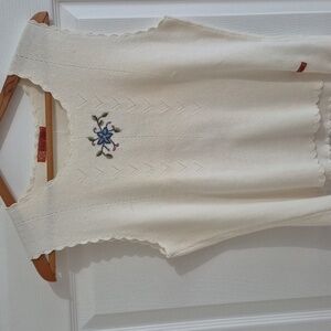 POINT ZERO, NWOT sleeveless top, vest, 100% cotton, off-white, layering, XL